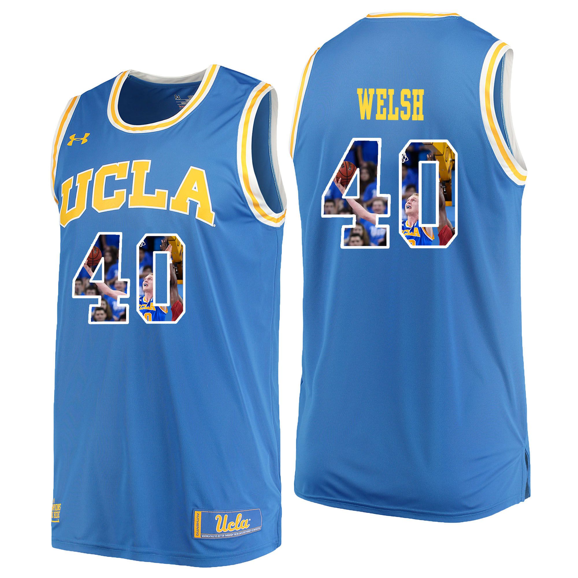 Men UCLA UA 40 Welsh Light Blue Fashion Edition Customized NCAA Jerseys